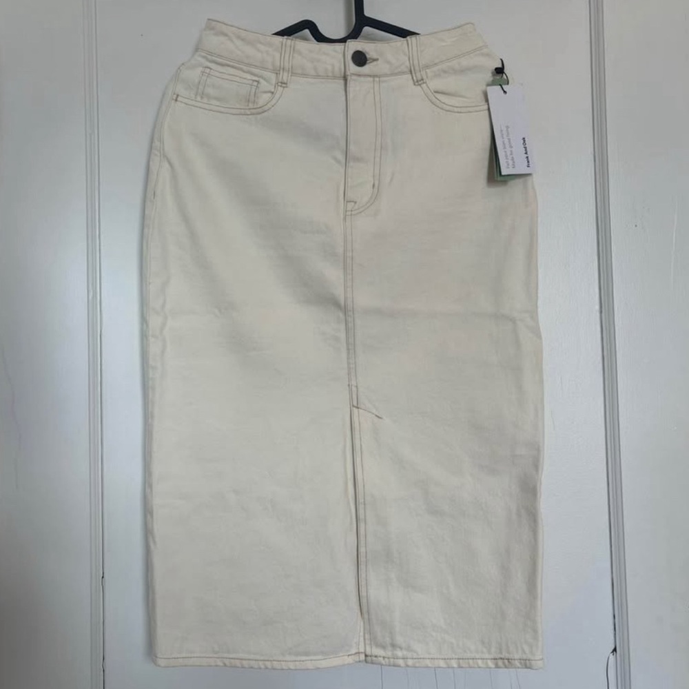NWT Frank & Oak Cream Midi Jean Skirt NWT